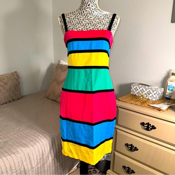 Radzoli Dresses & Skirts - NWT Radzoli multi color colorblock bodycon removable straps dress sz: Large
